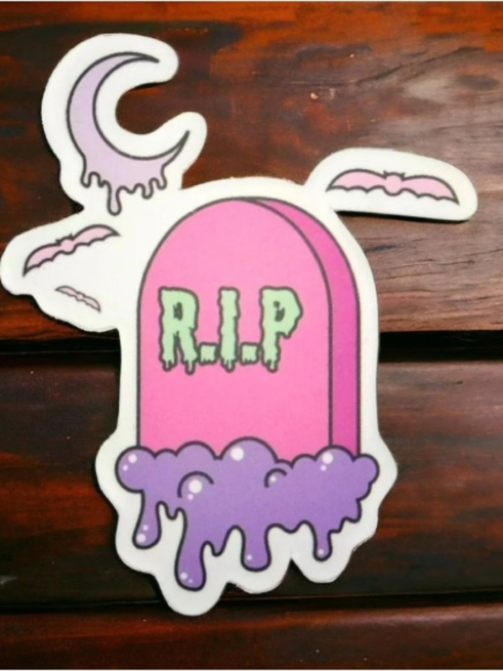 Pink & Purple RIP Tombstone Sticker